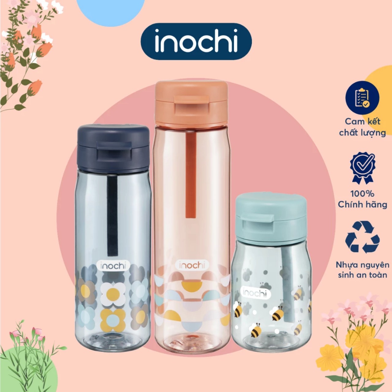 [Mega] Bình nước Kita Fami inochi Size (350/500/700ml) (Nhiều màu) [inochi.store]
