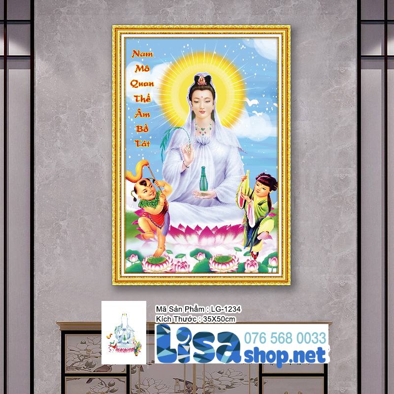 [HCM]Tranh đính đá PHẬT QUAN ÂM 35x50cm chưa đính lg1234
