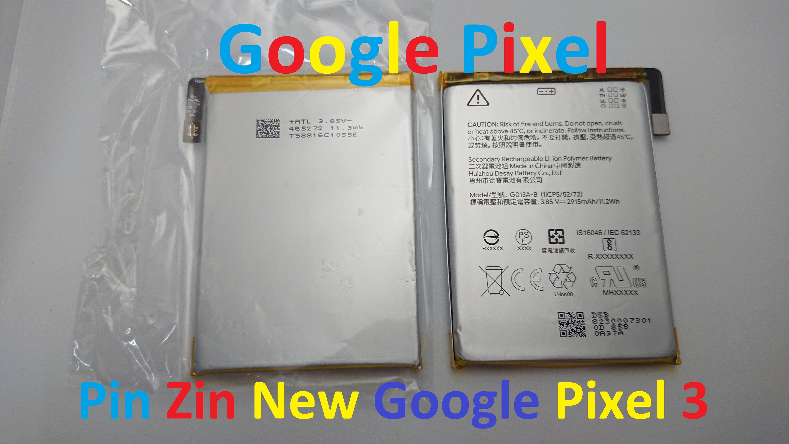 PIN ZIN NEW-ORIGINAL BATTERY GOOGLE PIXEL 3 : G013A-B