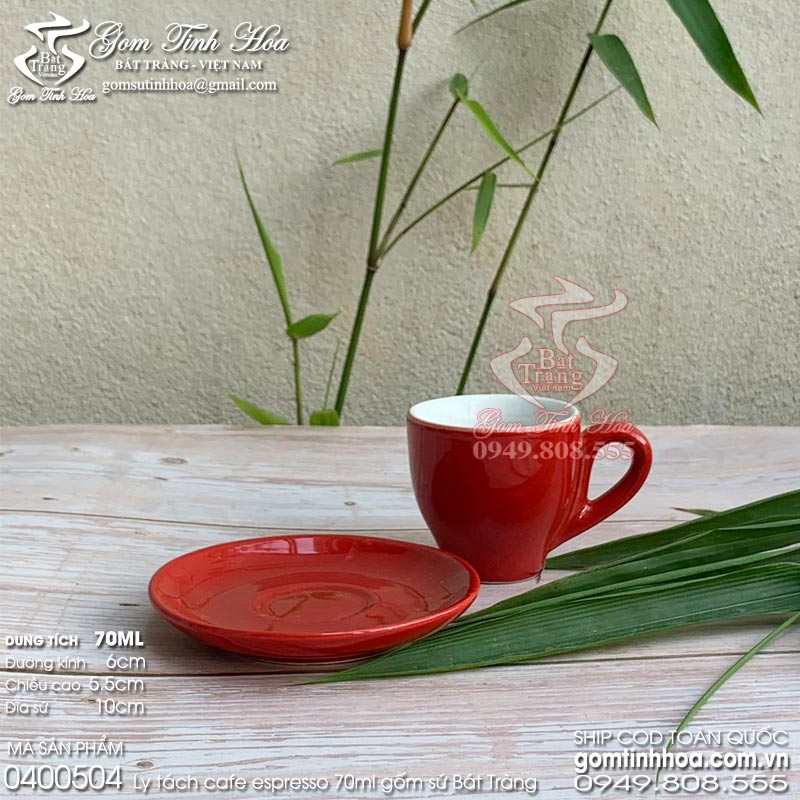 Ly tách cafe Espresso gốm sứ Bát Tràng men màu