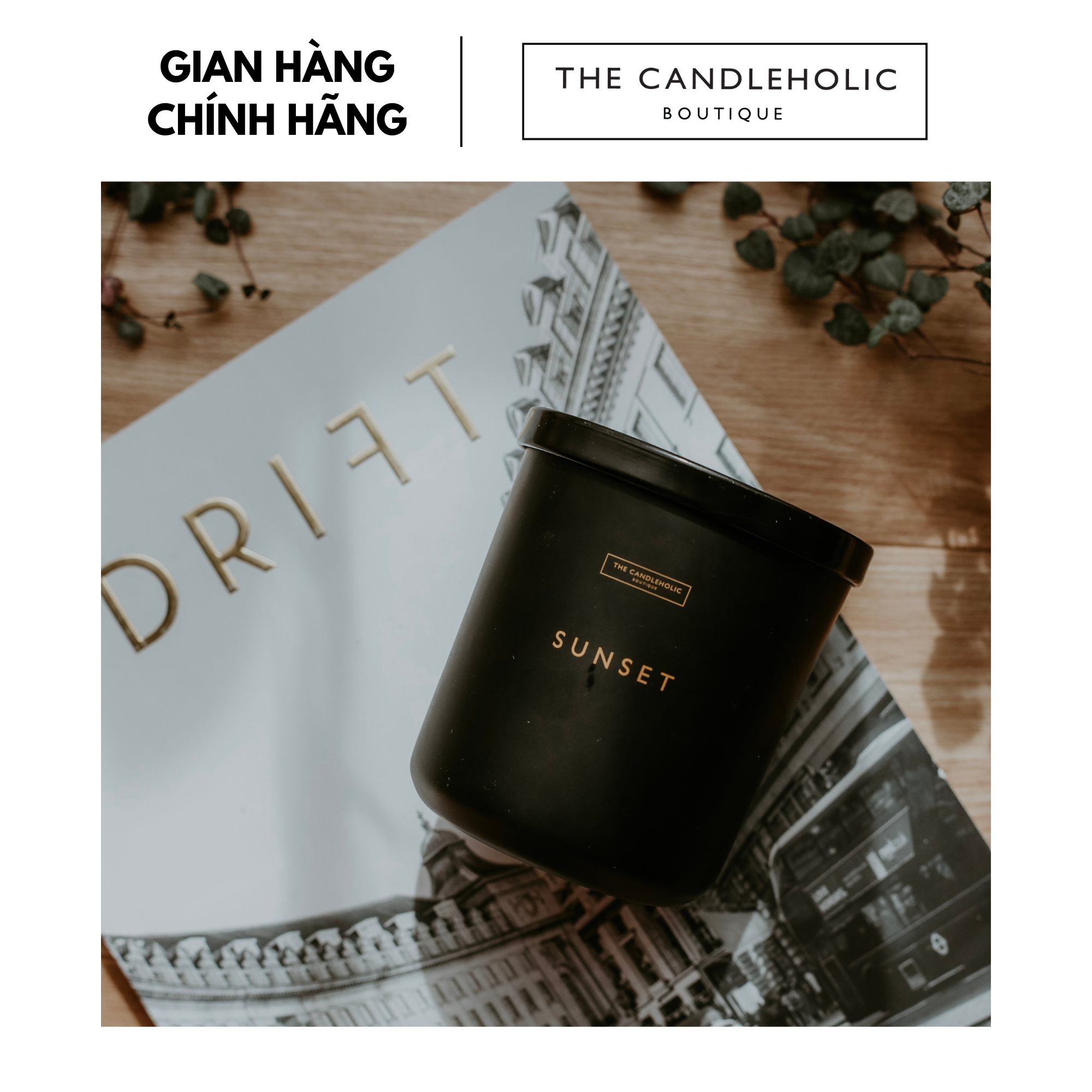 Nến thơm The Candleholic SUNSET (Hương gỗ anh đào, cam bergamot, gỗ bạch dương và vanilla)
