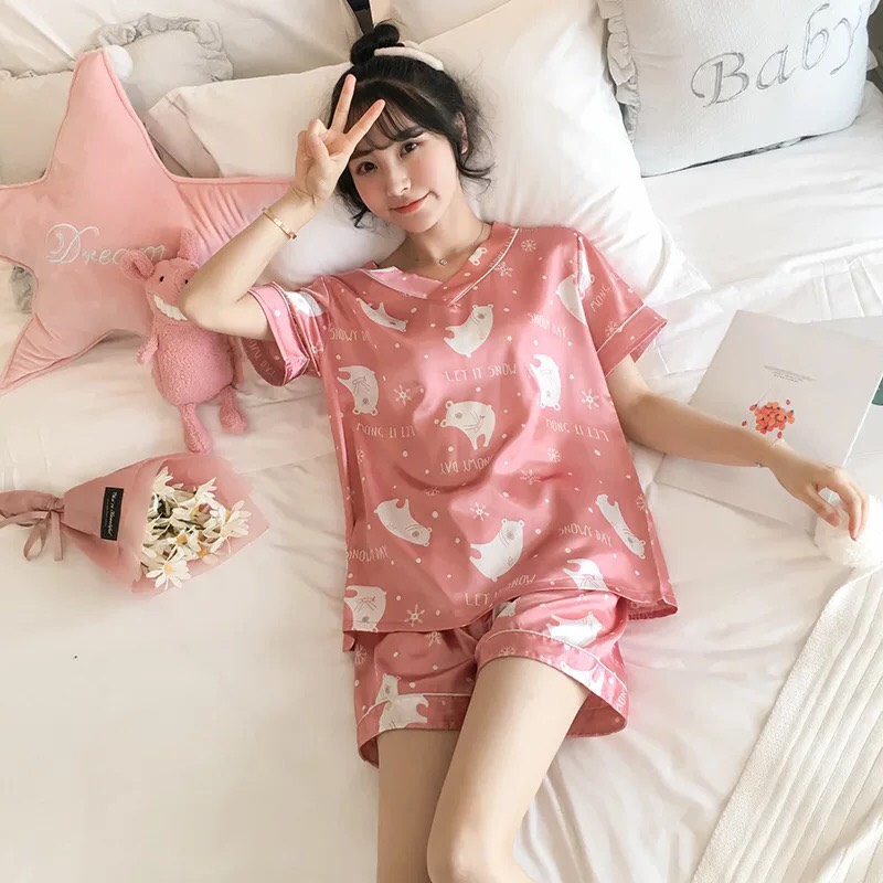 (2) [HCM][Có sẵn] [3XL-5XL] [Freeship] [Bigsize] [SIÊU SALE] [Hình Thật] Bộ mặc nhà/đồ ngủ/pyjama lụa đùi