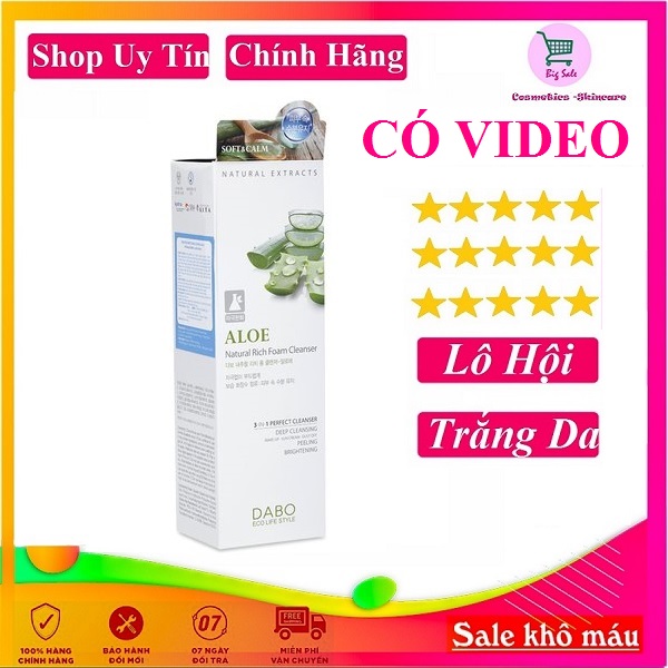 Sữa rửa mặt trắng da lô hội ALOE DABO hàn quốc 180ml