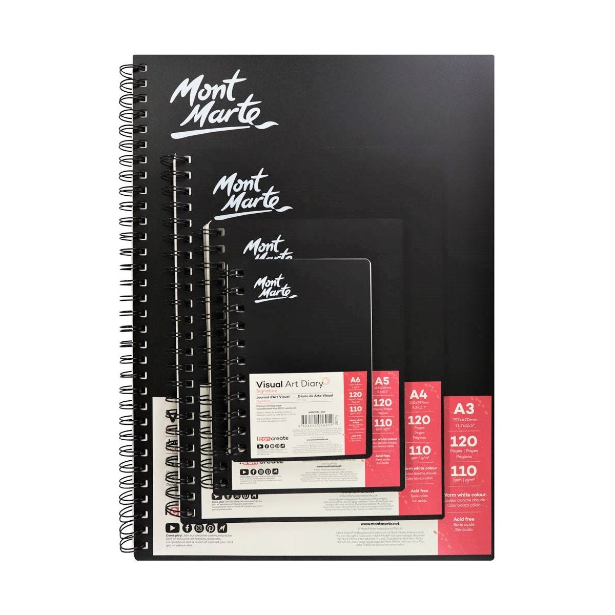 [HCM]SỔ SKETCH MONT MARTE SIZE A5/A4/A3 - VISUAL ART DAILY (BÌA NHỰA 60 TỜ GIẤY 110 GSM)