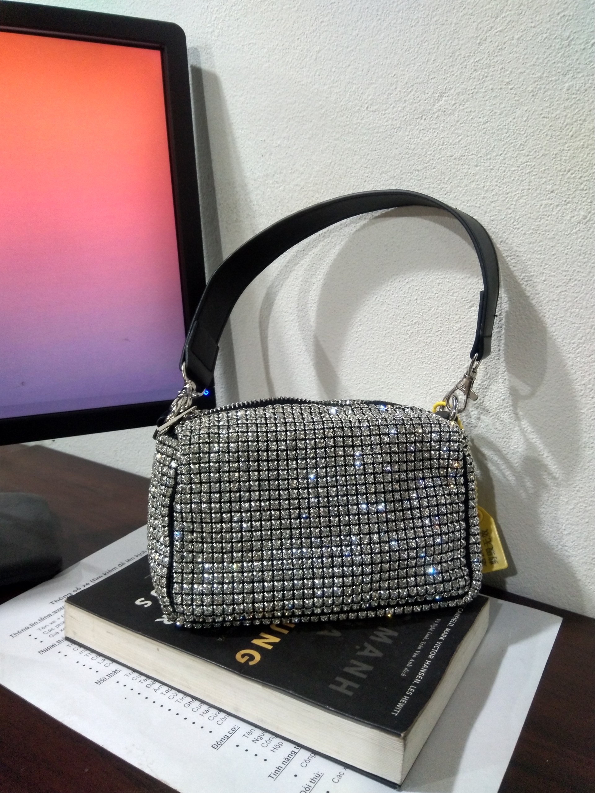 [Túi đá khâu] Túi xách nữ Clutch MC đính đá lấp lánh siêu sang