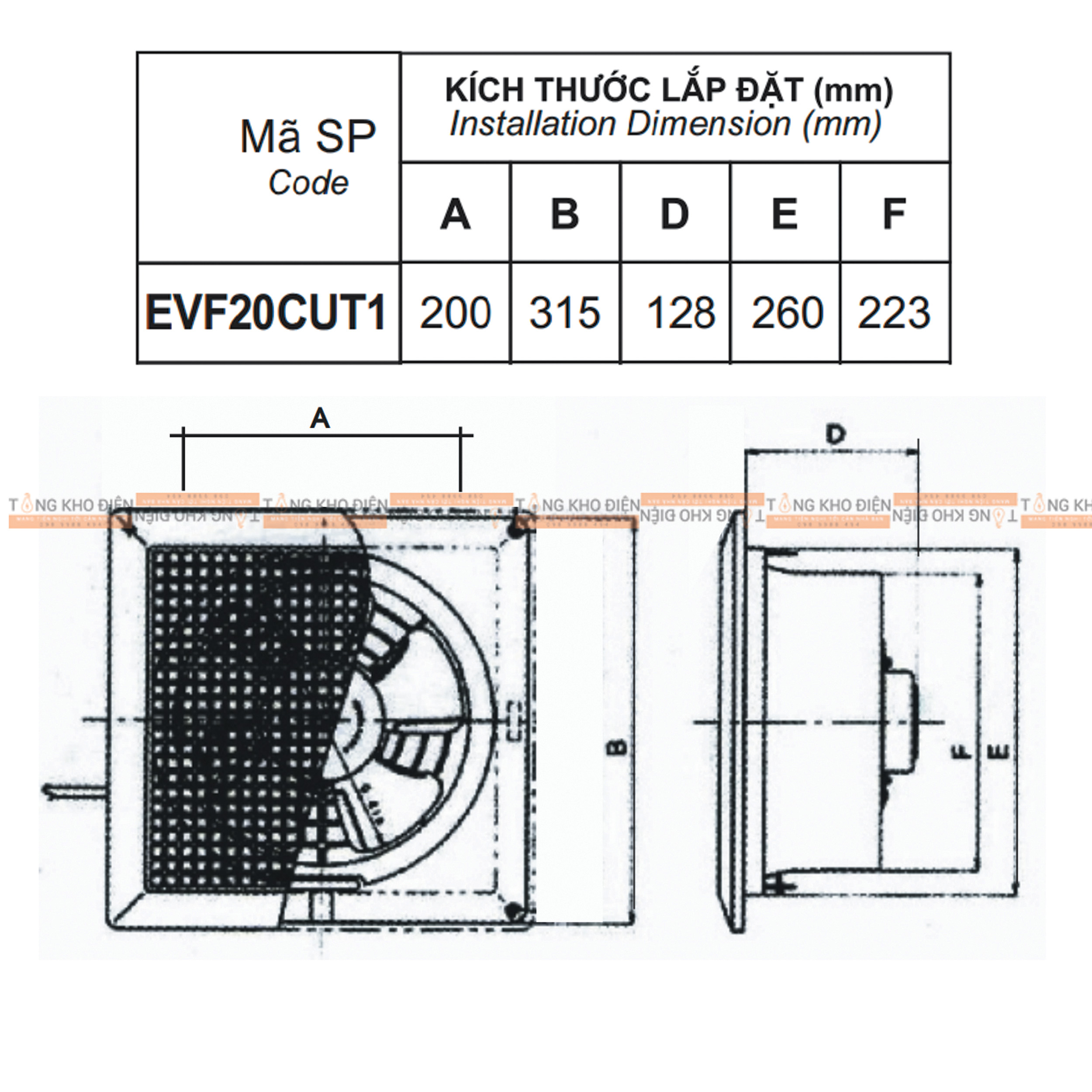 Quạt thông gió gắn trần EVF20CUT1 LiOA