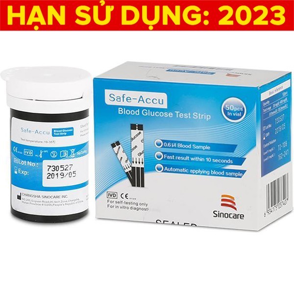Giá bán Que thử đường huyết Safe Accu Sinocare 50 que + 50 Kim chích máu
