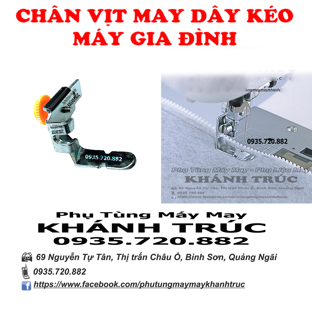 Chân vịt may dây kéo máy may gia đình và máy may đa năng mini