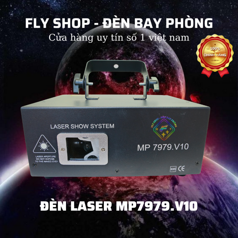 Đèn Laser Bay Phòng MP7979 V10 Chiếu Hình Quét Tia Cảm Biến Nhạc Hơn 1500
