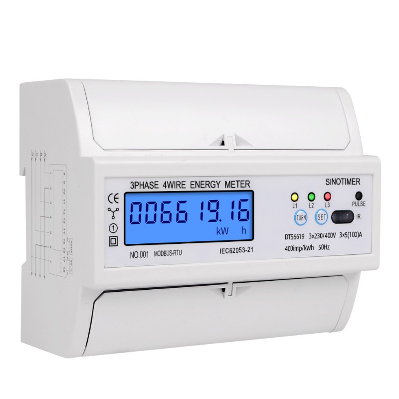 Electronic Meters 3 Phase 6 Parameters 100A Modbus RS485 (Support HomeAssistant)