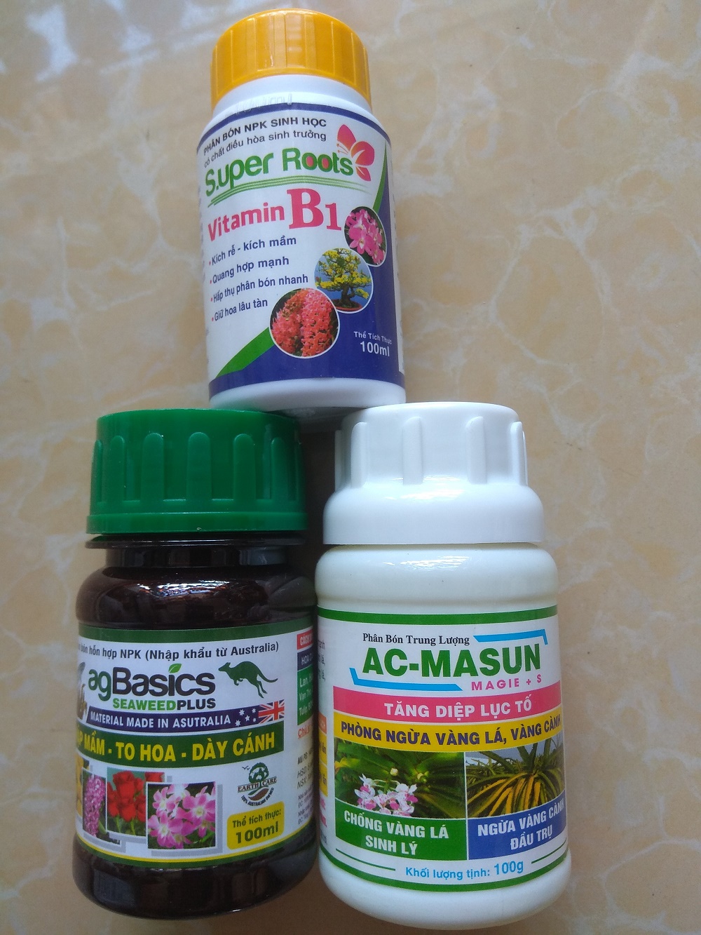 [HCM]Bộ sản phẩm chăm sóc cây sứ thái mập thân to lá (Ag Basics+AC Masun+B1 Super roots ) - 100ml/chai