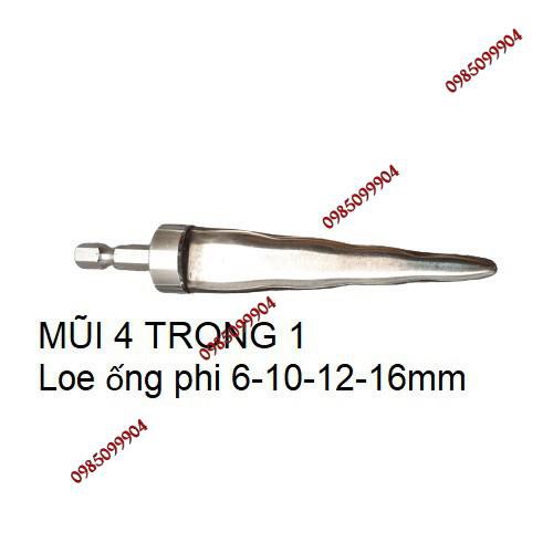 Mũi nong ống đồng bằng khoan tích hợp 2 trong 1 chuyên loe ống phi 16 19 mm nguyên khối INOX 304 cao cấp