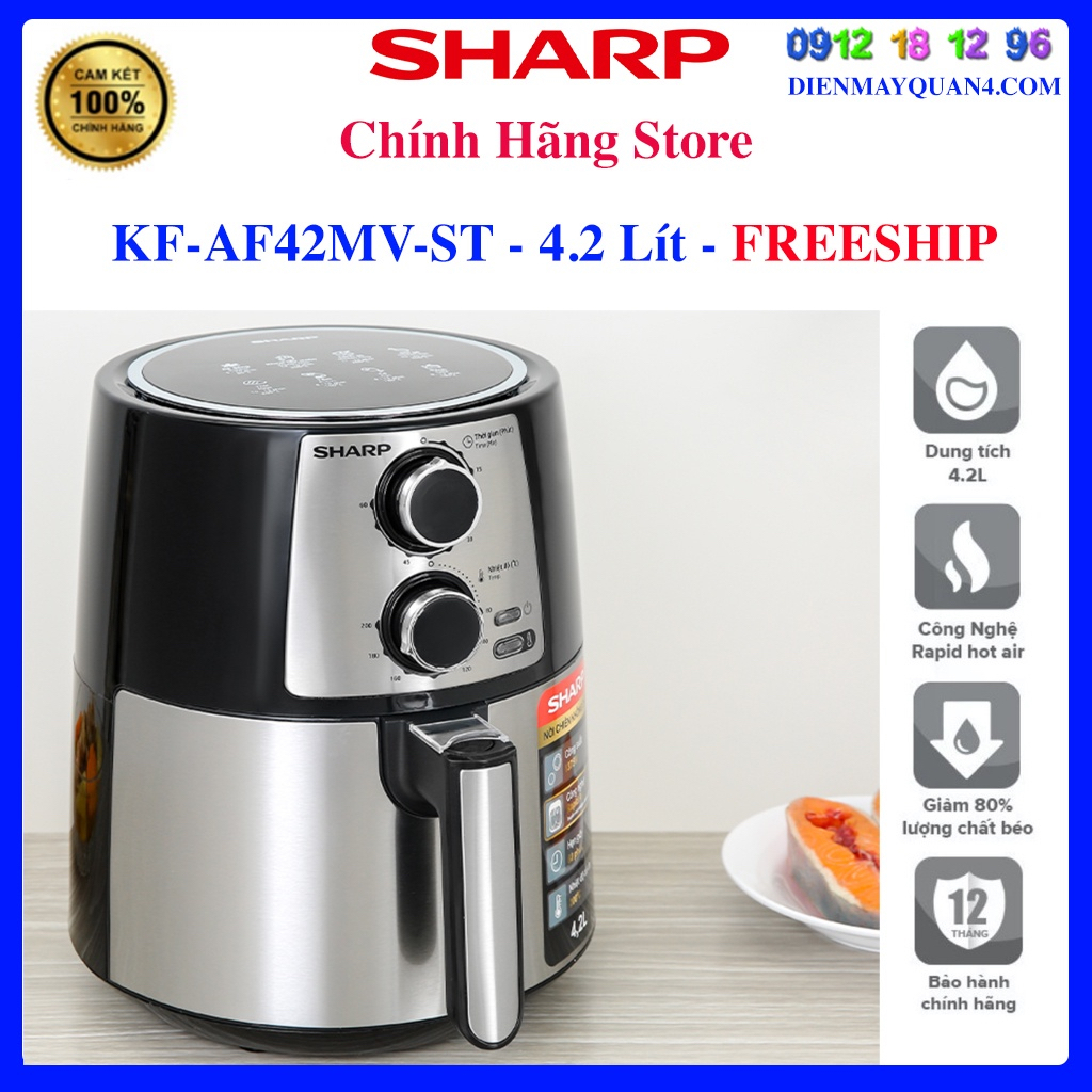 Nồi chiên không dầu sharp kf-af70ev-st 7 lít