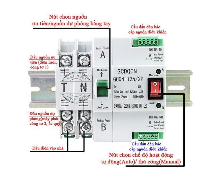 Cầu dao đảo chiều tự động ATS 220V/100A, Bộ đổi nguồn điện tự động, ats, cầu dao đổi chiều, bộ đổi nguồn ats không gián đoạn, cầu dao đảo chiều 2 nguồn điện, thiết bị chuyển mạch ATS (Trắng)
