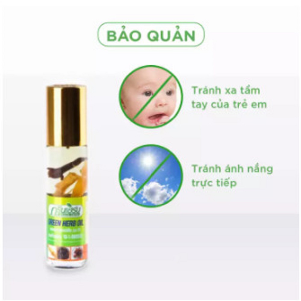[HCM](8ml) Dầu Gió Con Lăn Thảo Dược Sâm Thái Lan Green Herb Oil