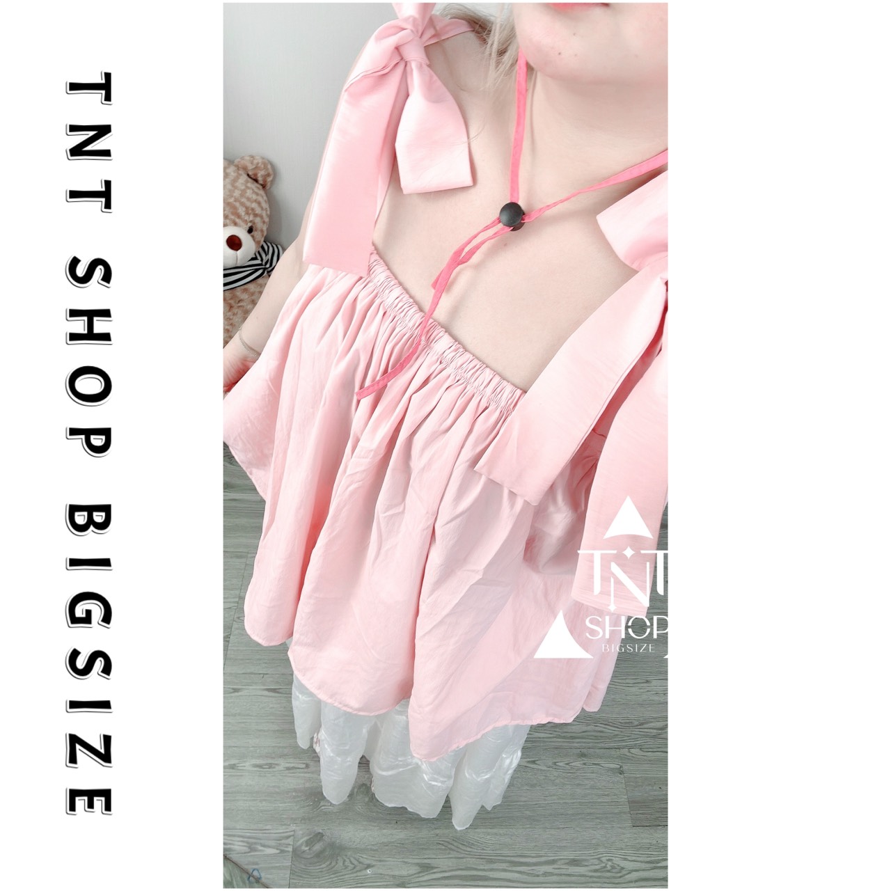 ÁO 2 DÂY CỘT NƠ BÁNH BÈO [ TNT SHOP BIGSIZE 60KG 90KG ]