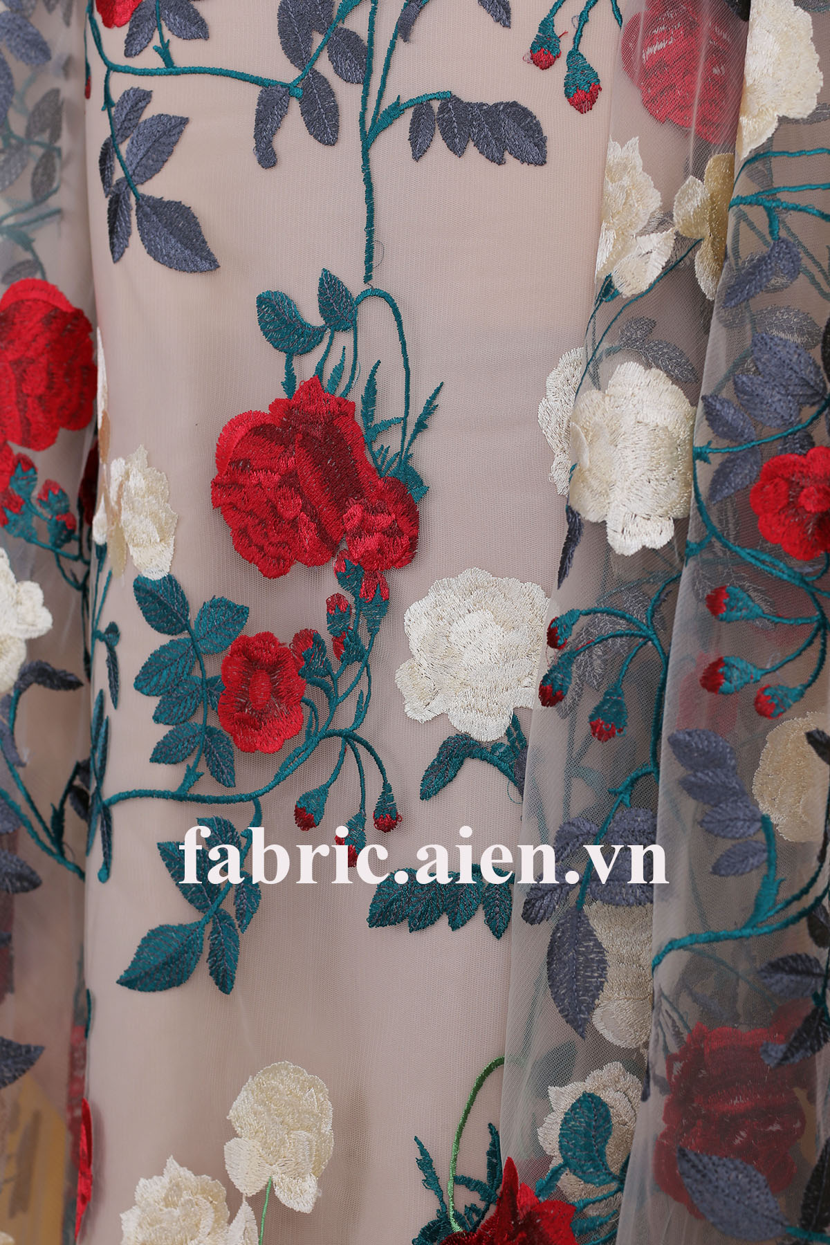 Ren lưới thêu hoa may đầm đẹp ATB-02 (GIÁ BÁN THEO MÉT)