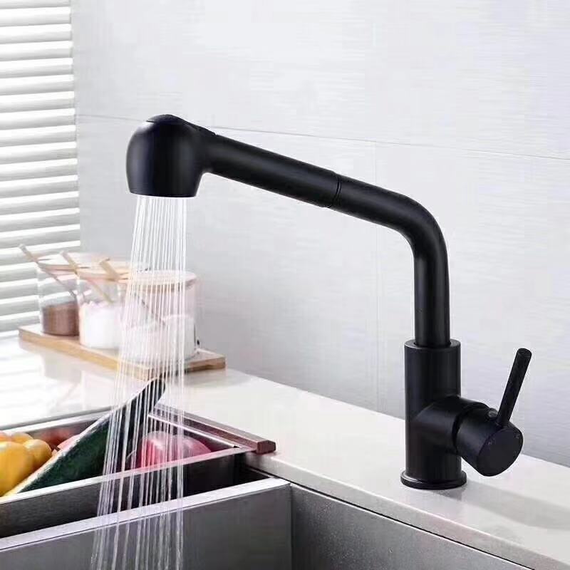 Vòi rửa bát nóng lạnh rút dây cổ thấp Lukas