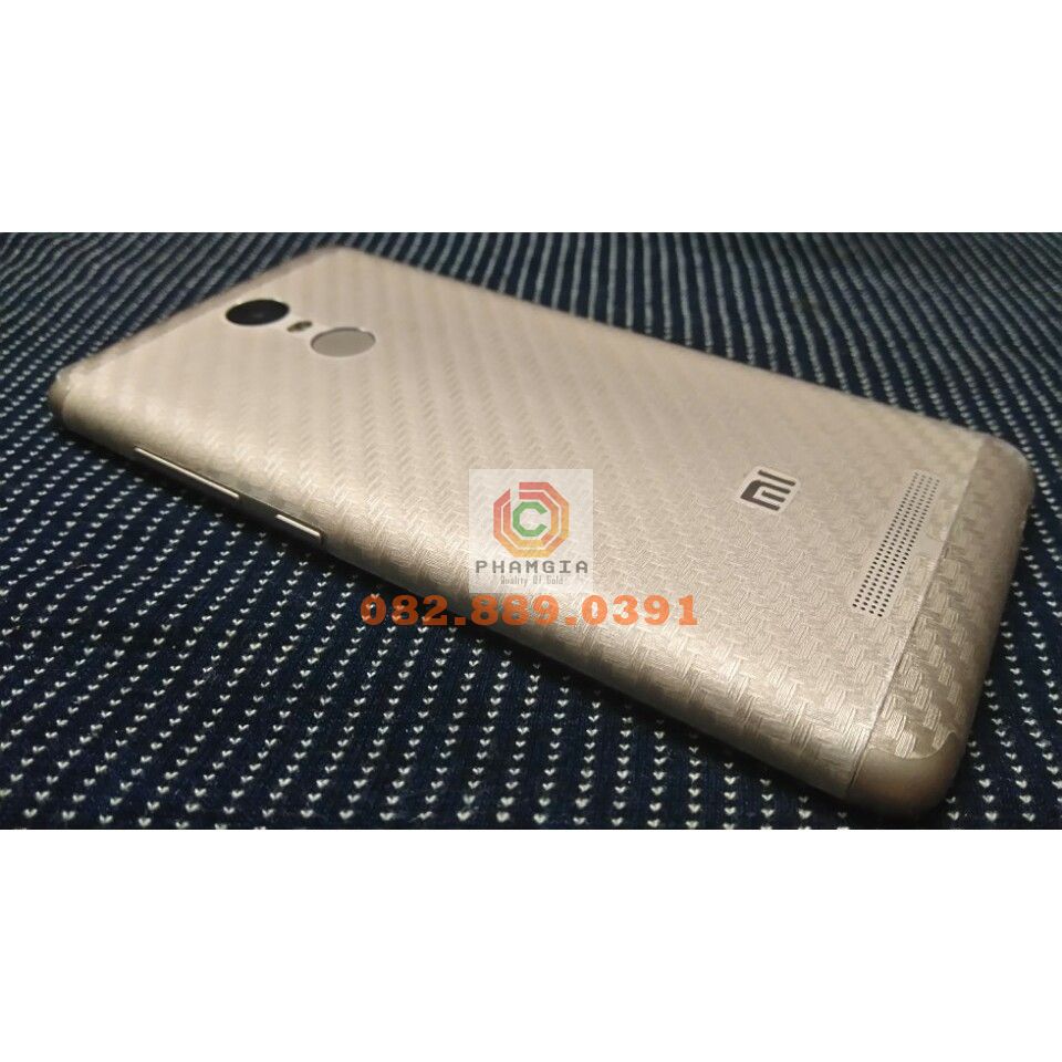 Miếng dán mặt lưng skin carbon Xiaomi Redmi Note 3/ Note 4/ Note 4X/ Note 3 Pro