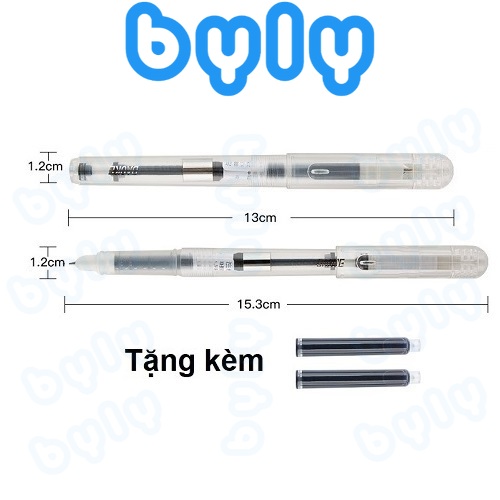 Vỉ ống mực và Bút máy luyện chữ vỏ trong suốt đa năng Baoke PN1007 - PN1009 - ByLy Store