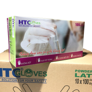 HCMGăng tay y tế HTC không bột, có bột cao su latex 100 cái hộp. thumbnail