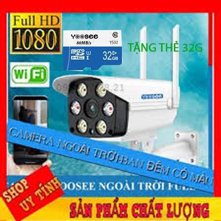 [TẶNG KEM THẺ 64GB 32GB]Camera IP Wifi Ngoài trời app Yoosee 2 Râu 1080P - LED trợ sáng quay đêm có màu, chống nước chống bụi...