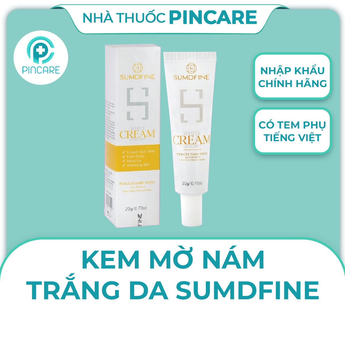 Kem mờ nám trắng da sumdfine white cream dark spot 20g - hàng chính hãng - nhà th.uốc pincare