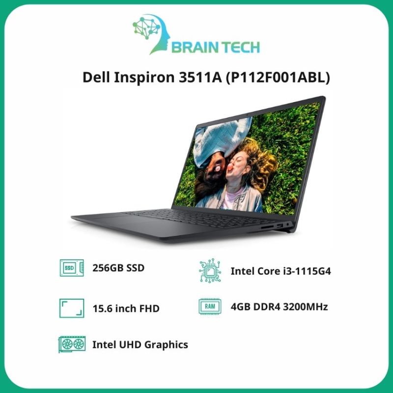 [Freeship] Laptop Dell Inspiron 3511A 15.6inch FHD (P112F001ABL)/Core i3-1115G4/ RAm 4GB DDR4/ 256GB SSD/ Win 10/ 1Yr/ Black -Braintech- BR97 Hàng Chính Hãng, Thiết Kế Mỏng Nhẹ, Cấu Hình Ổn Định Dùng Cho Văn Phòng, Thiết Kế Đồ Họa, Gaming