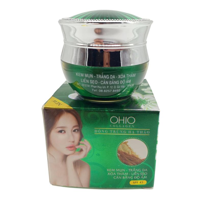 Kem mụn - Trắng da - Xóa thâm - Cân bằng độ ẩm Ohio Collagen - Đông trùng hạ thảo 20g (Xanh)