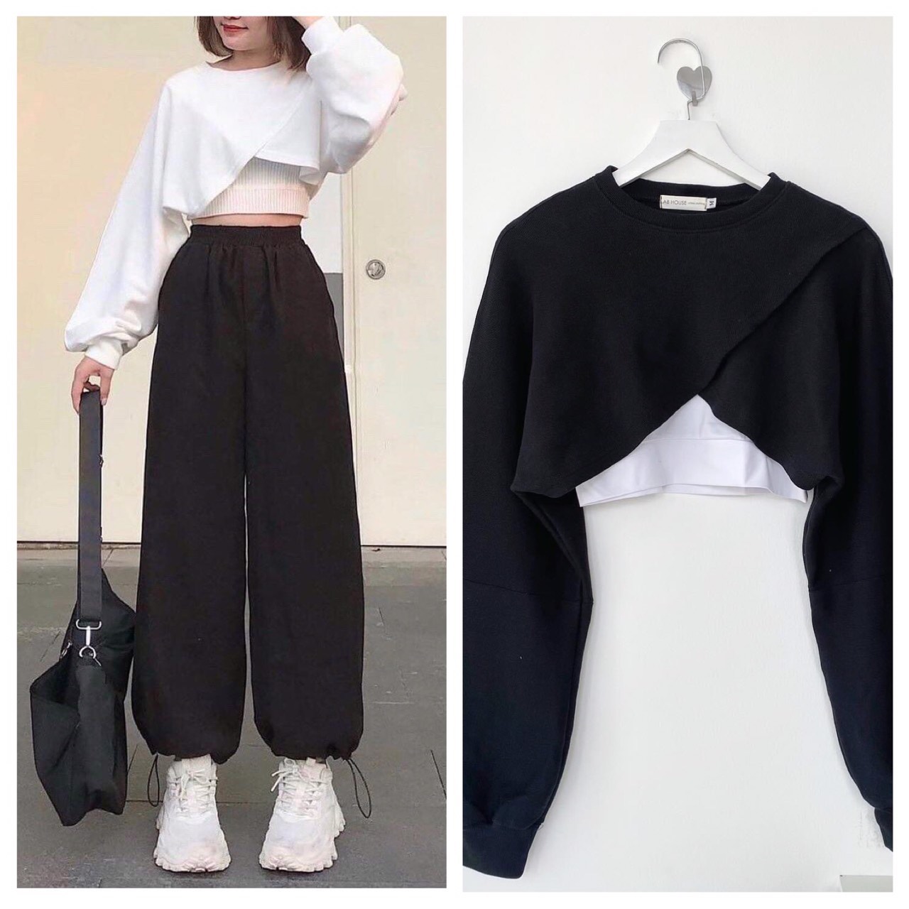 ☀️SET JOGGER RÚT DÂY + SET 2 món croptop đắp chéo