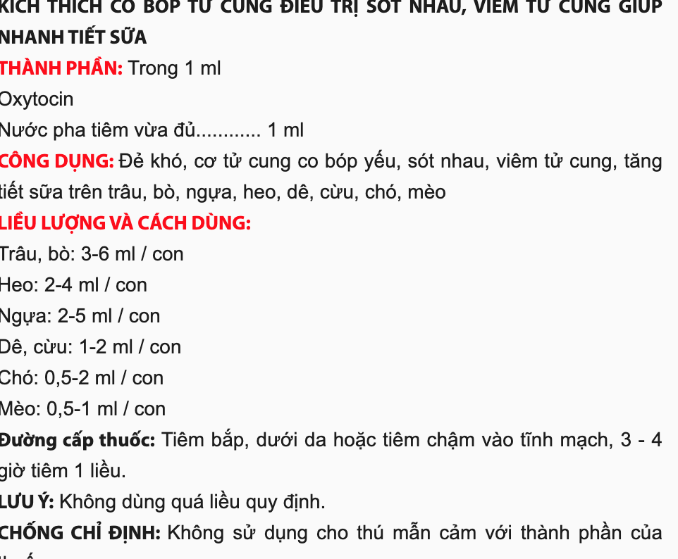 Bio oxytocin (50ml) - chỉ dùng trong thú y