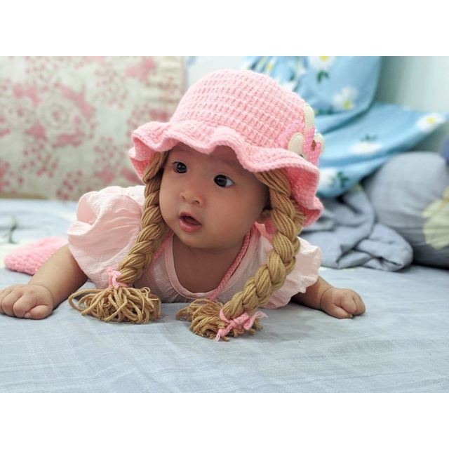 Mũ có tóc giả cho bé