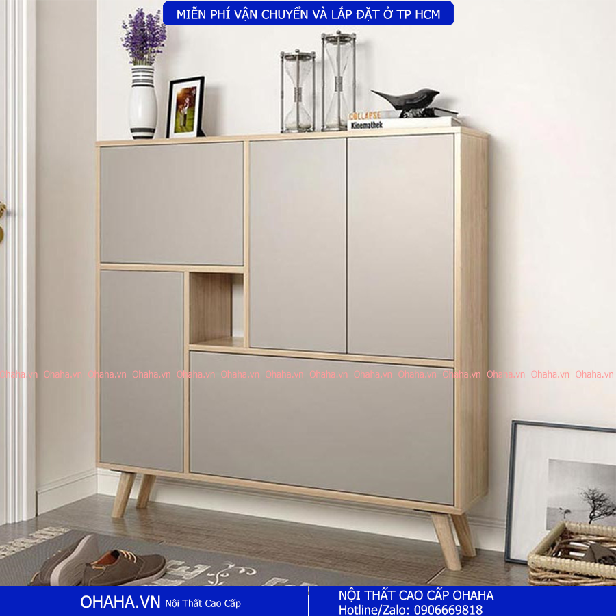 [ Freeship HCM ] [ Kèm ảnh thực tế ] TỦ GIÀY GỖ CAO CẤP SQUARE 02 OHAHA - SQ02