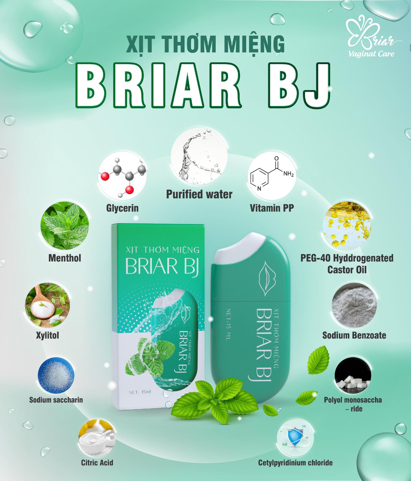 [siêu phẩm phòng the] Xịt thơm miệng Briar thơm mát tự tin gần ngau hơn ( Che tên sản phẩm khi giao)