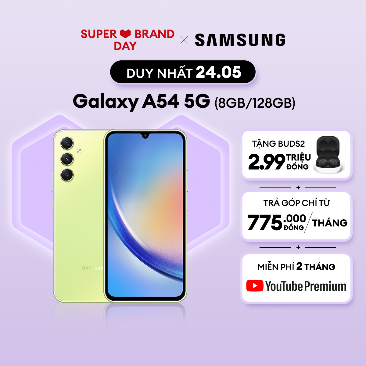 [Tặng tai nghe không dây trị giá 2990k]Điện thoại Samsung Galaxy A54 5G