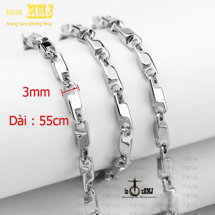 [HCM]DÂY CHUYỀN TITAN NAM HỎA TIỄN 3LY Mắt Xích Vuông  MJ134_TRANG SỨC PHONG THỦY .
