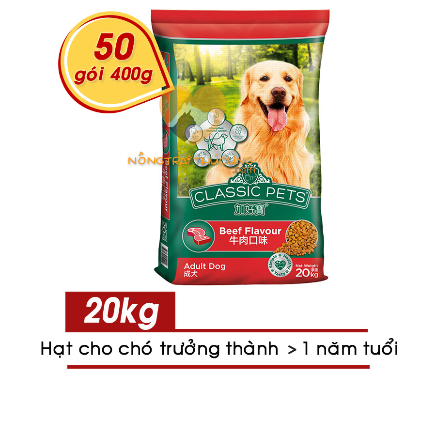 Thức Ăn Hạt Chó Lớn Classic Pets Bao 20kg (50 GÓI 400g) - Vị Thịt Bò - [Nông Trại Thú Cưng]