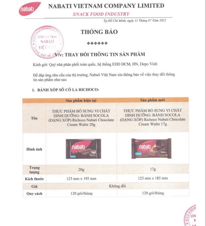 Lốc 10 gói bánh xốp Nabati vị phô mai/chocolate/Phúc bồn tử 17g