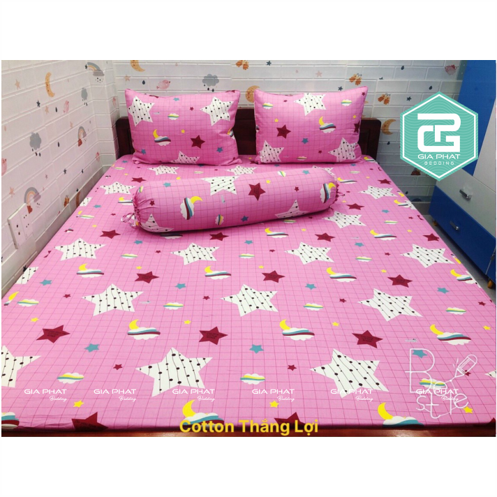 Bộ ga gối Thắng Lợi {5 món} 100% Cotton chuẩn logo ( 1 chăn + 1 ga bọc + 2 vỏ gối nằm + 1 vỏ gối ôm -inbox chọn mẫu )