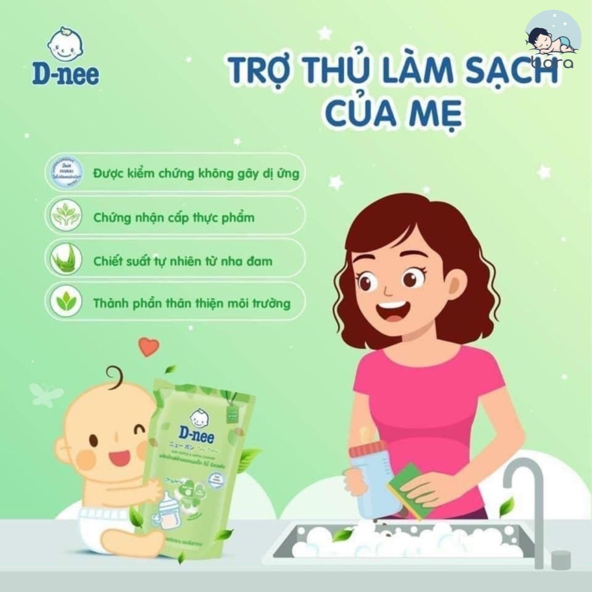 Nước rửa bình sữa Dnee Organic Thái Lan