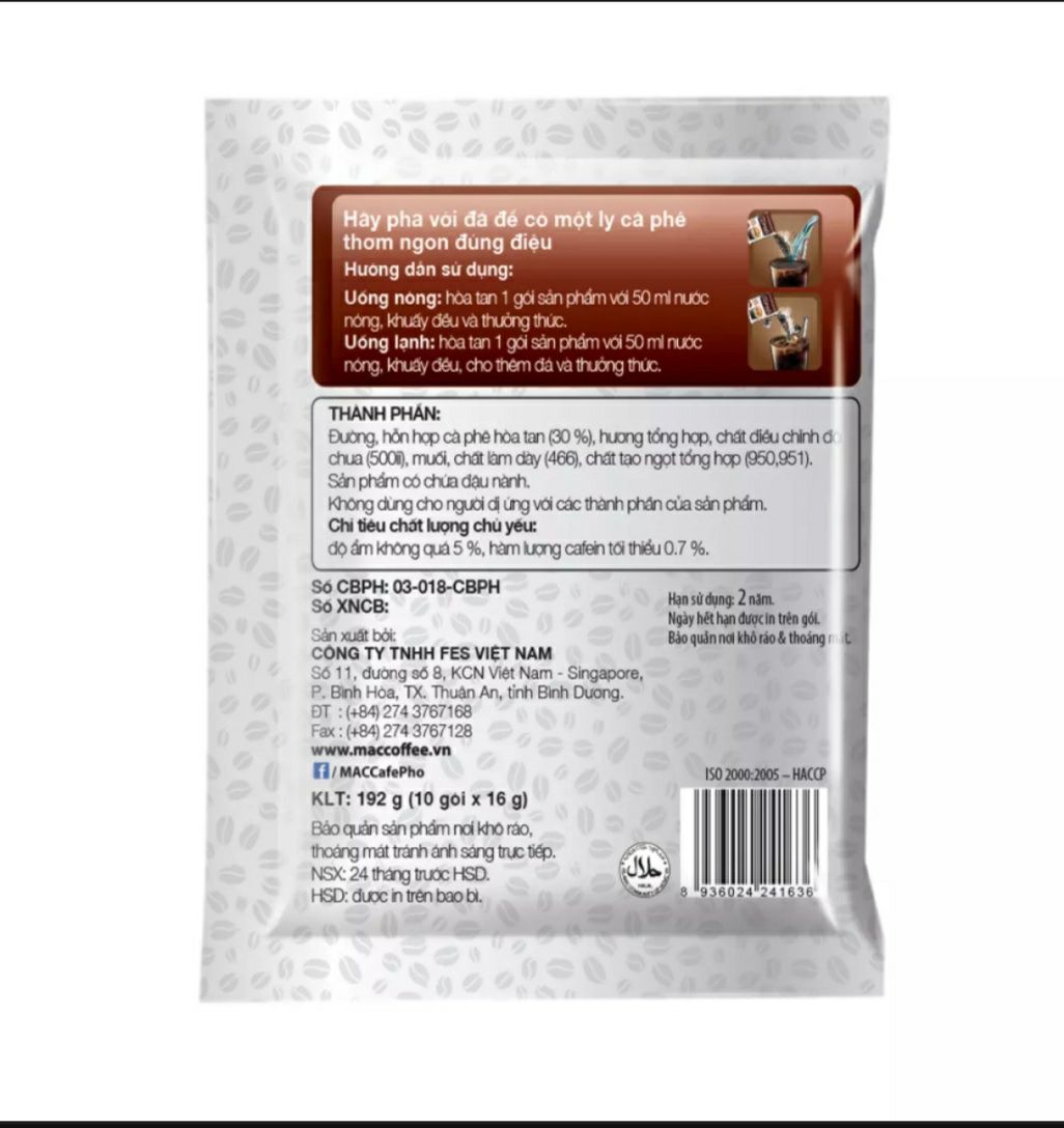 [HCM]Cà phê phố đen đá (1 Hộp 10 gói x 16g)