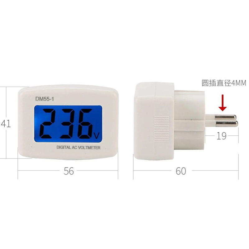 DM55-1 AC 80-300V Digital Voltmeter EU US Plug Voltmeter Socket Voltage Tester LCD Display Voltage Meter 110V-220V