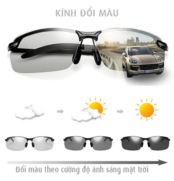 Giá bán Kính đổi màu nam gọng kim loại nhẹ, kính polarized phân cực chống chói, chống tia UV 400 - MK1911