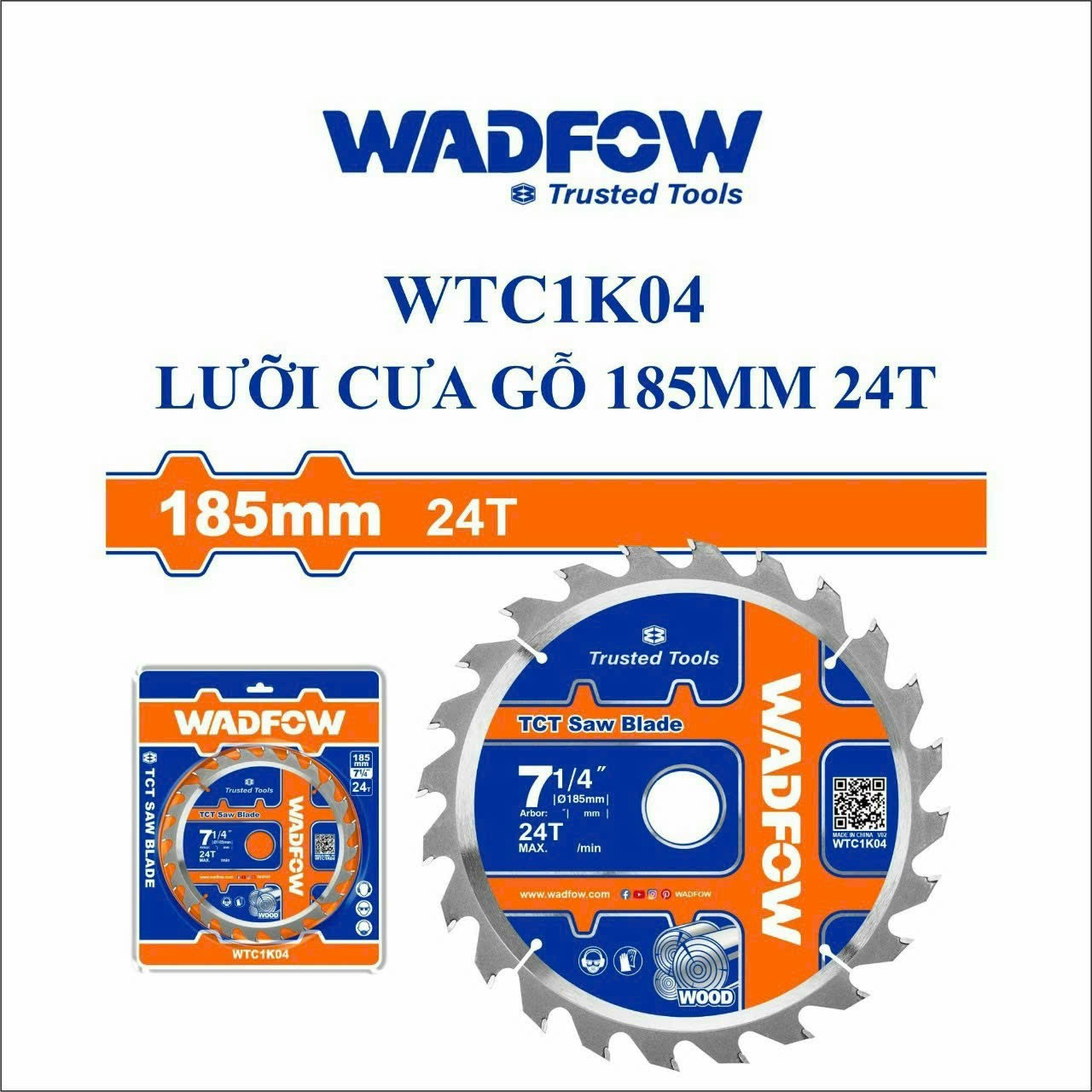 Wtc1k04	lưỡi cưa gỗ 185mm 24t wadfow
