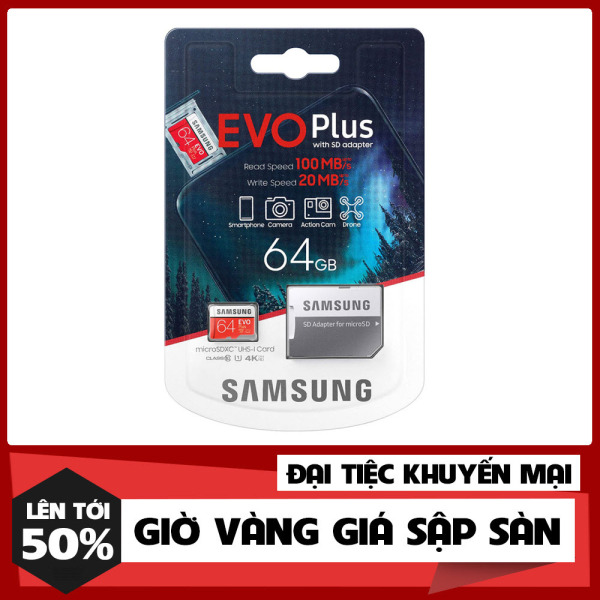 [Shop Mới Xả Kho] Thẻ nhớ MicroSDXC Samsung Evo Plus 64GB U3 4K R100MB/s W60MB/s - Box Anh New Kèm Adapter New 2021