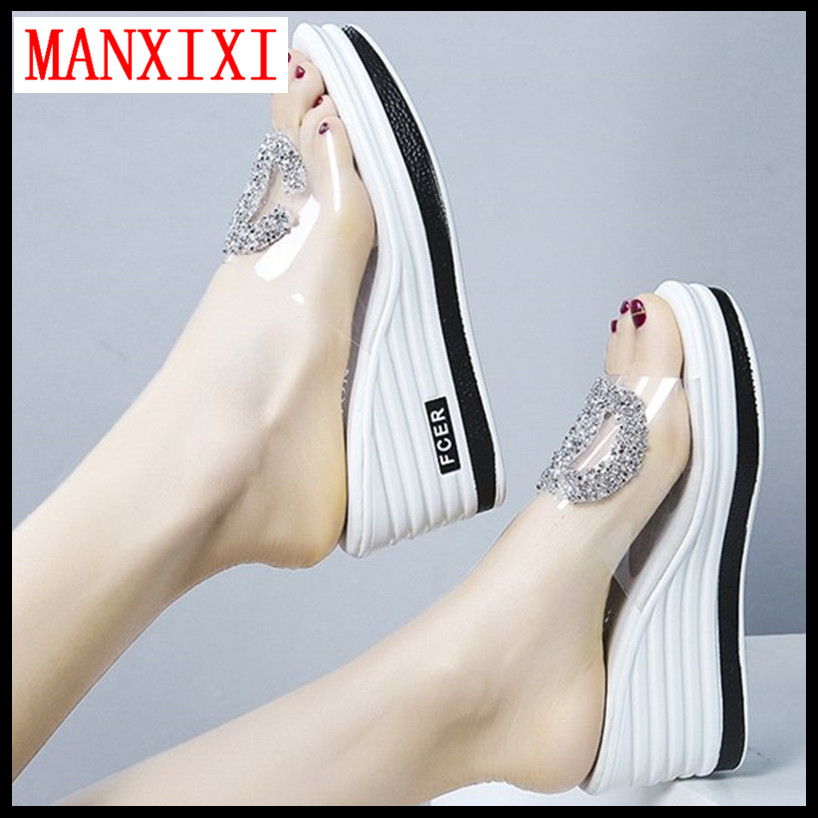 MANXIXI Brand Fashion Thick Bottom Wedge Slippers 3.15 Inches Beautiful Sandals For Women (Size 35-40)