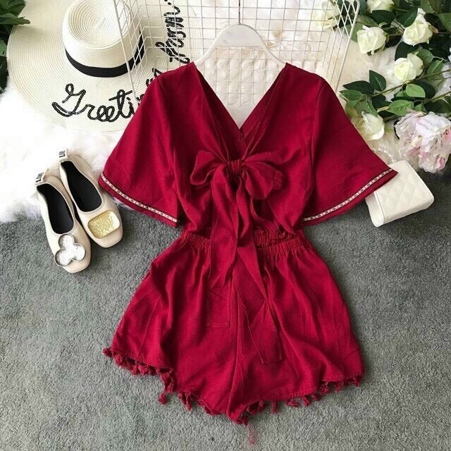 Jumpsuit Đính Nơ Kate Nữ Thời Trang
