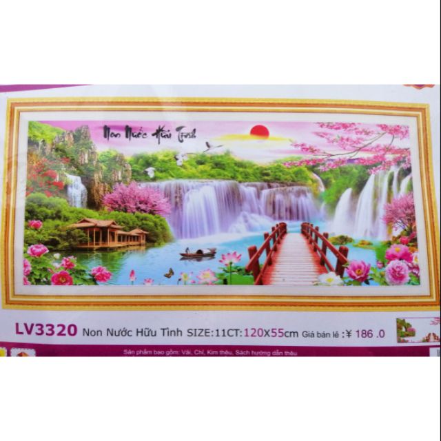Tranh thêu chữ thập Phong cảnh non nước hữu tình LV3320 kích thước 120x55
