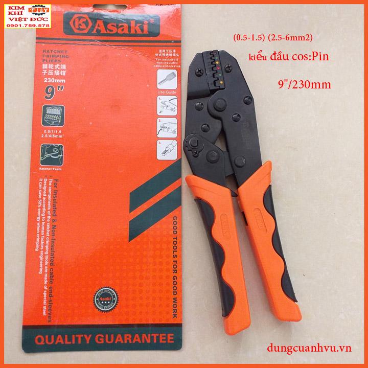 Kìm bấm đầu cos pin Asaki AK-9123 0.5 ~ 6mm2(Kìm bấm đầu cote Asaki)