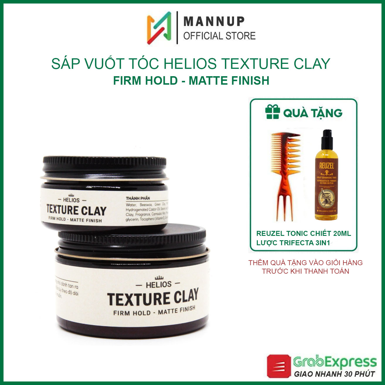 [HCM]Sáp Vuốt Tóc Helios Texture Clay 113g - New 2022